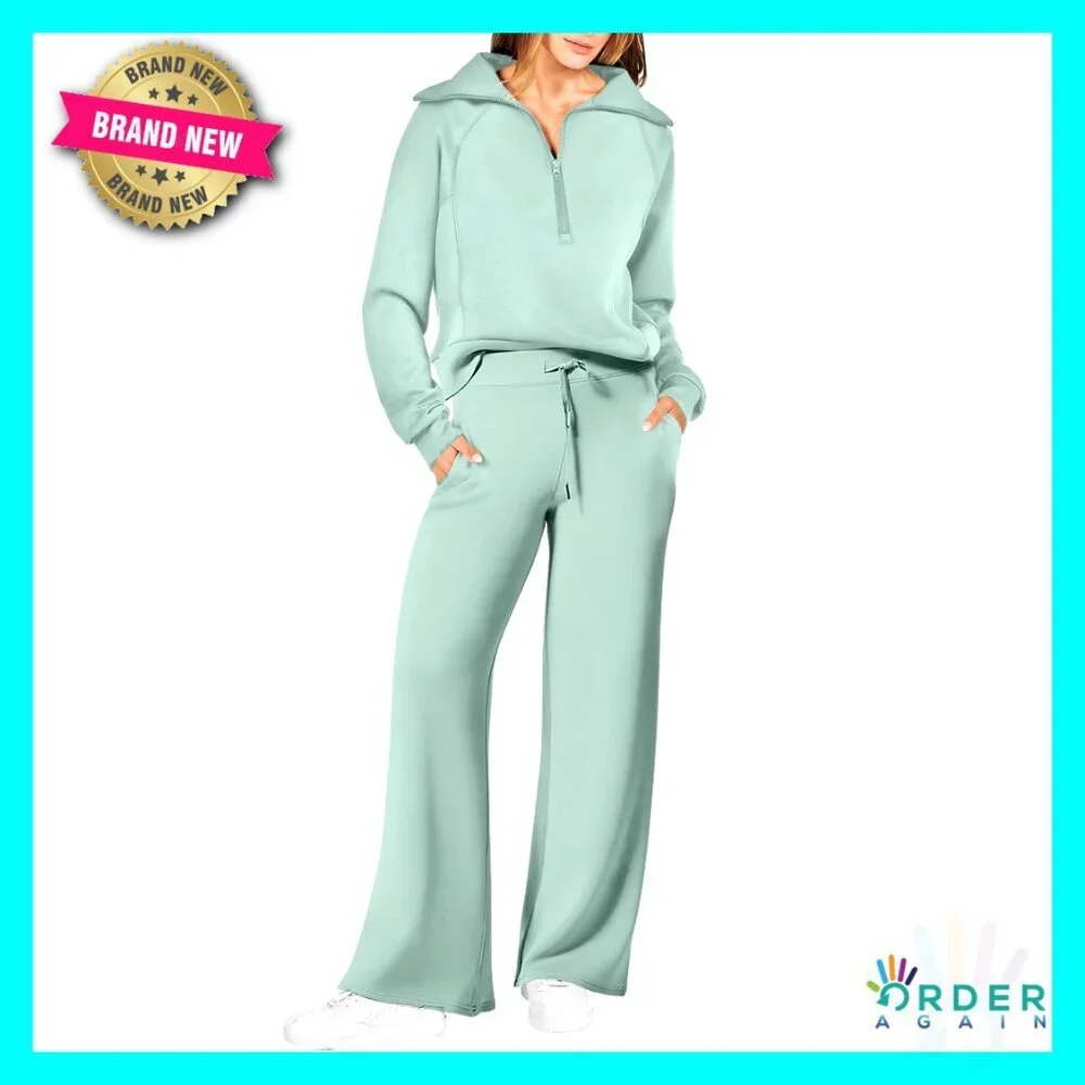 Oversized Sweatsuit Set Loose Fit Lounge Travel Active Wear Wide Leg Pants